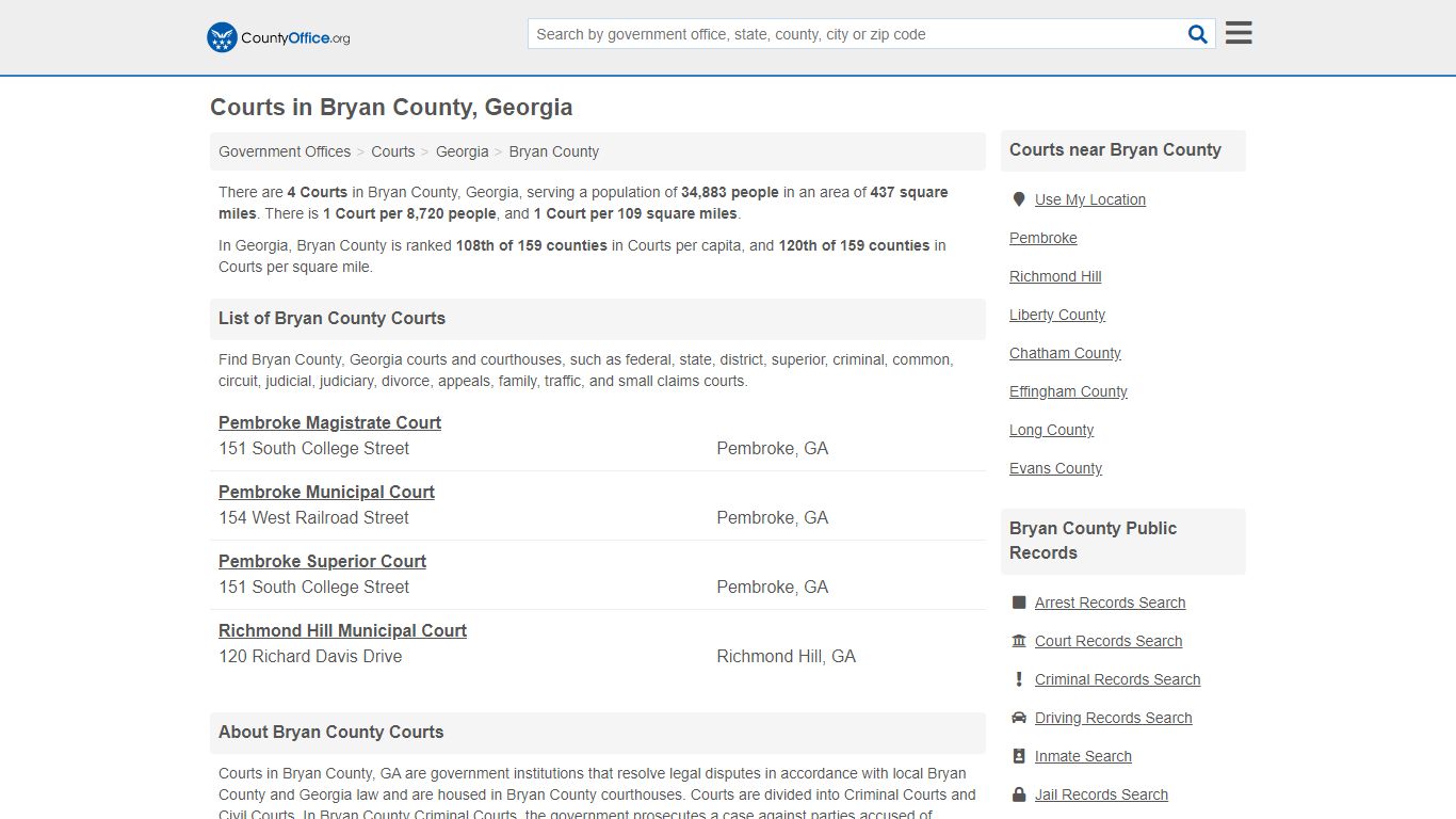 Courts - Bryan County, GA (Court Records & Calendars)